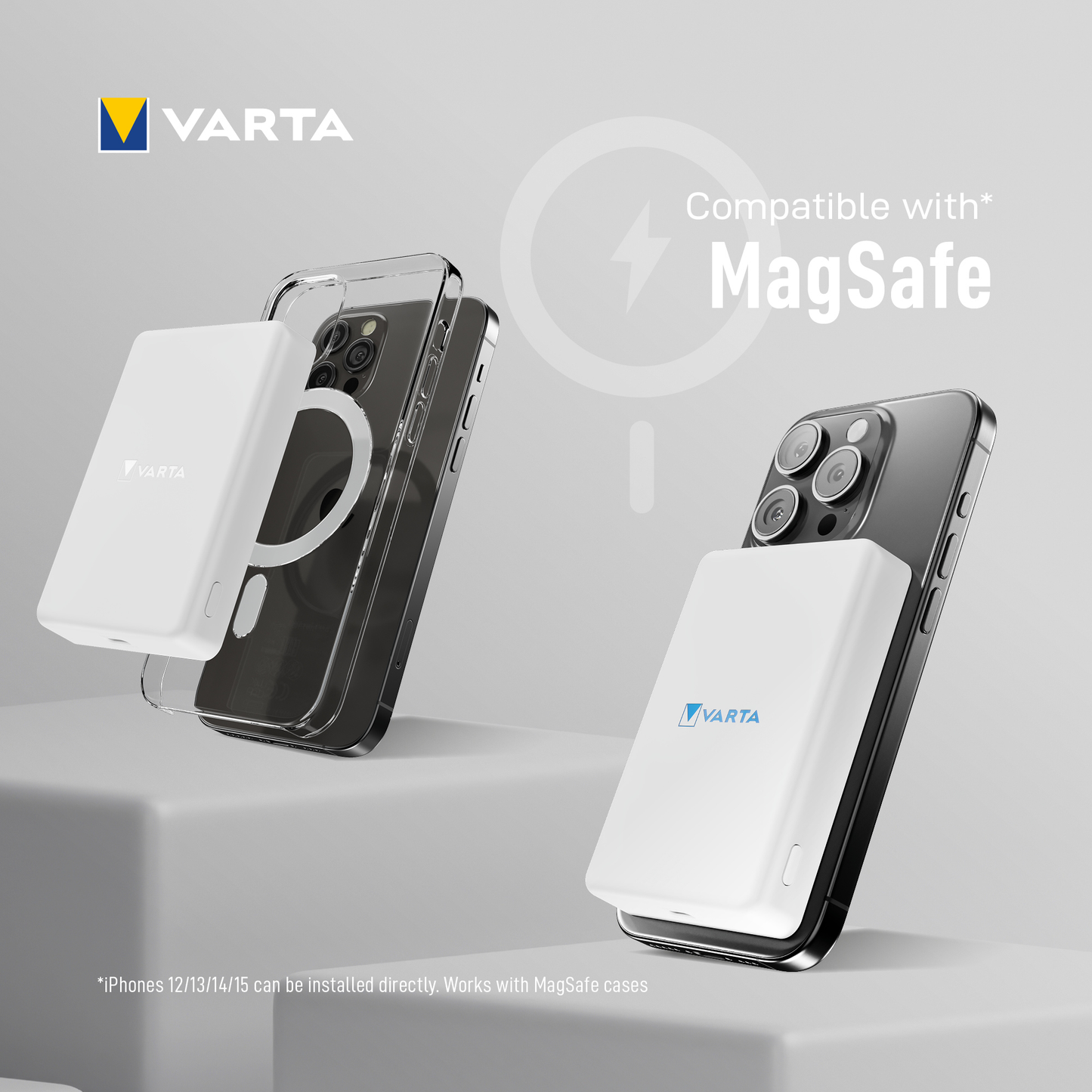 Εξωτερική Μπαταρία Wireless Varta Mag Pro, 5000mAh, 12W, 1 x QI - 1 x USB-C, Λευκή