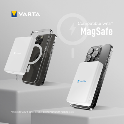 Εξωτερική Μπαταρία Wireless Varta Mag Pro, 5000mAh, 12W, 1 x QI - 1 x USB-C, Λευκή