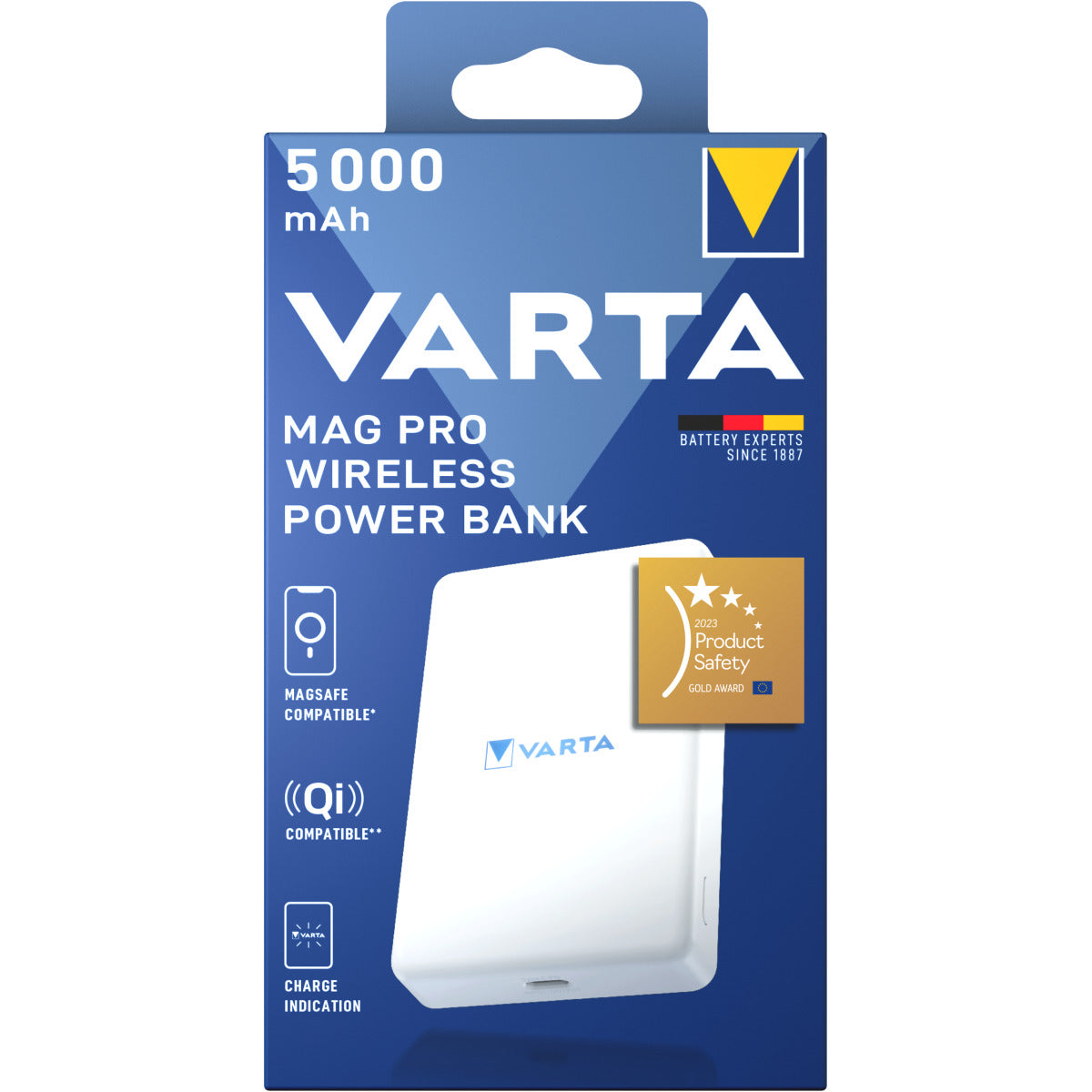 Εξωτερική Μπαταρία Wireless Varta Mag Pro, 5000mAh, 12W, 1 x QI - 1 x USB-C, Λευκή