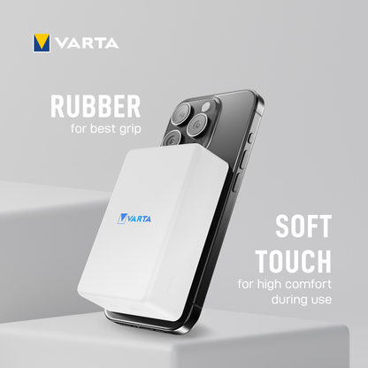 Εξωτερική Μπαταρία Wireless Varta Mag Pro, 10000mAh, 20W, 1 x QI - 2 x USB-C, Λευκή