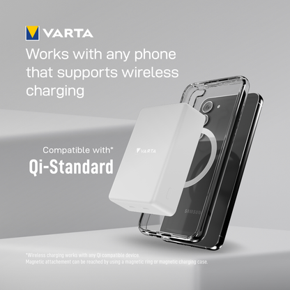 Εξωτερική Μπαταρία Wireless Varta Mag Pro, 10000mAh, 20W, 1 x QI - 2 x USB-C, Λευκή