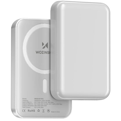 Εξωτερική Μπαταρία Wireless WZK WRW349YWS, 10000mAh, 20W, PD + FQI, 1 x QI - 1 x USB-C, Λευκή