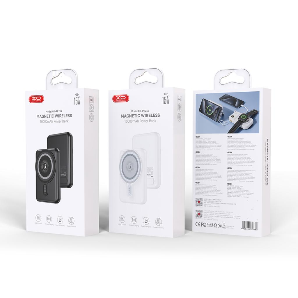 Εξωτερική Μπαταρία Wireless XO Design PR264, 10000mAh, 20W, PD + FQI, 1 x USB-C, Λευκή