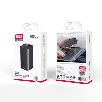 Εξωτερική Μπαταρία XO Design PB97, 20000mAh, 65W, QC + PD, 2 x USB-A - 2 x USB-C, Μαύρη