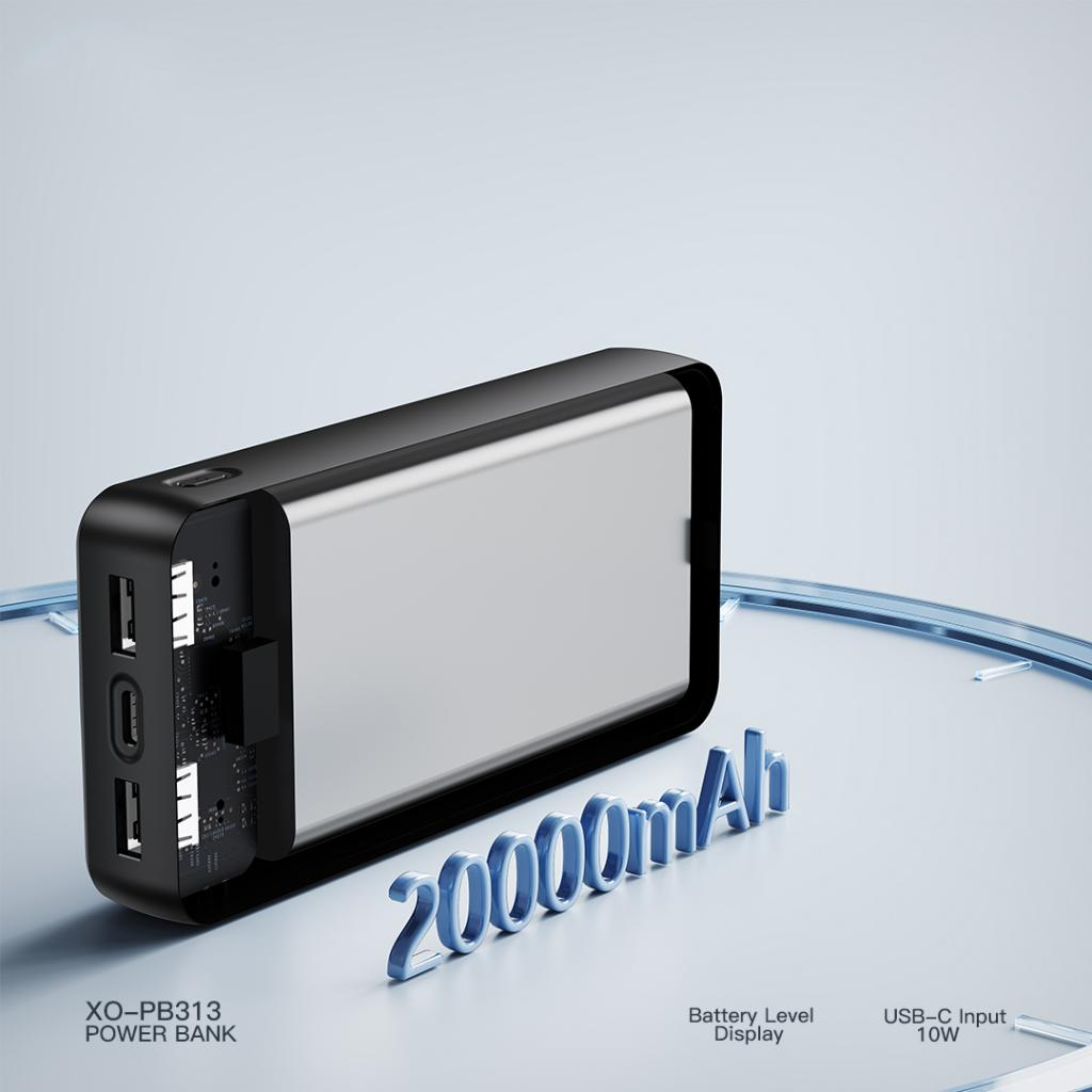 Εξωτερική Μπαταρία XO Design PB313, 20000mAh, 10W, 2 x USB-A, Μαύρο