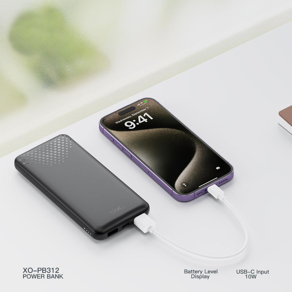 Εξωτερική Μπαταρία XO Design PB312, 10000mAh, 10W, 2 x USB-A, Μαύρη