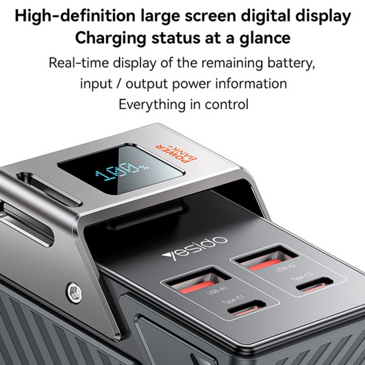 Εξωτερική Μπαταρία Yesido YP62, 30000mAh, 22.5W, QC + PD, 2 x USB-A - 2 x USB-C, Μαύρο