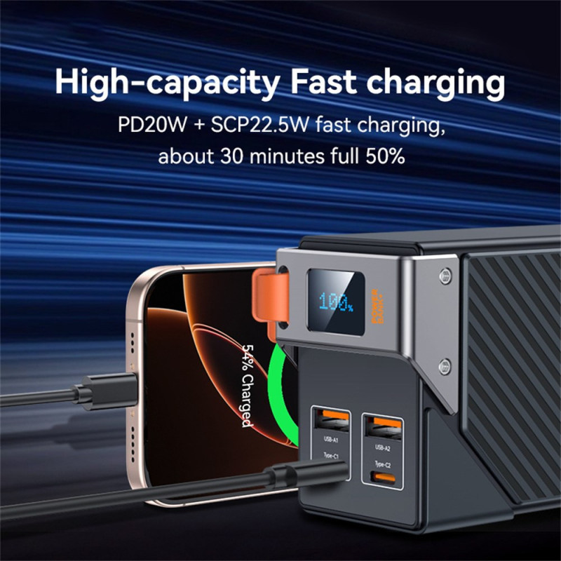 Εξωτερική Μπαταρία Yesido YP62, 30000mAh, 22.5W, QC + PD, 2 x USB-A - 2 x USB-C, Μαύρο