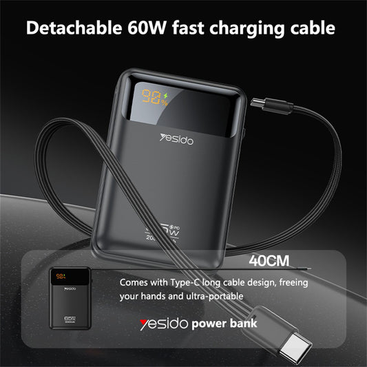 Εξωτερική Μπαταρία Yesido YP97, 20000mAh, 65W, PD, 2 x USB-C, Γκρι