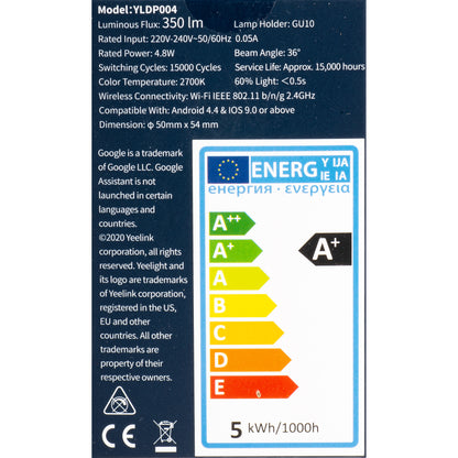 Λάμπα LED Yeelight W1, Wi-Fi, GU10, 4.8W, 2700K, 350lm YLDP004