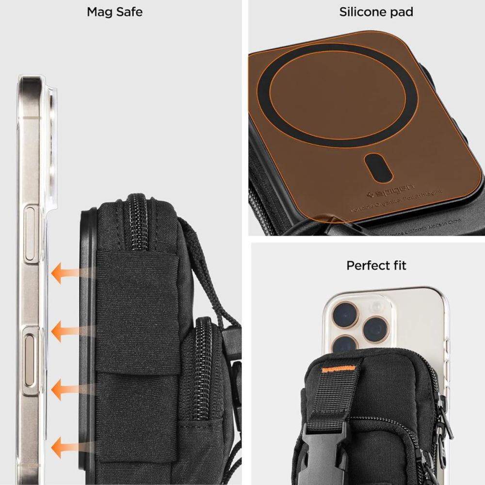 Τσαντάκι Universal MagSafe για Τηλέφωνο, Spigen, Snap Zip, Μαύρο AFA09338