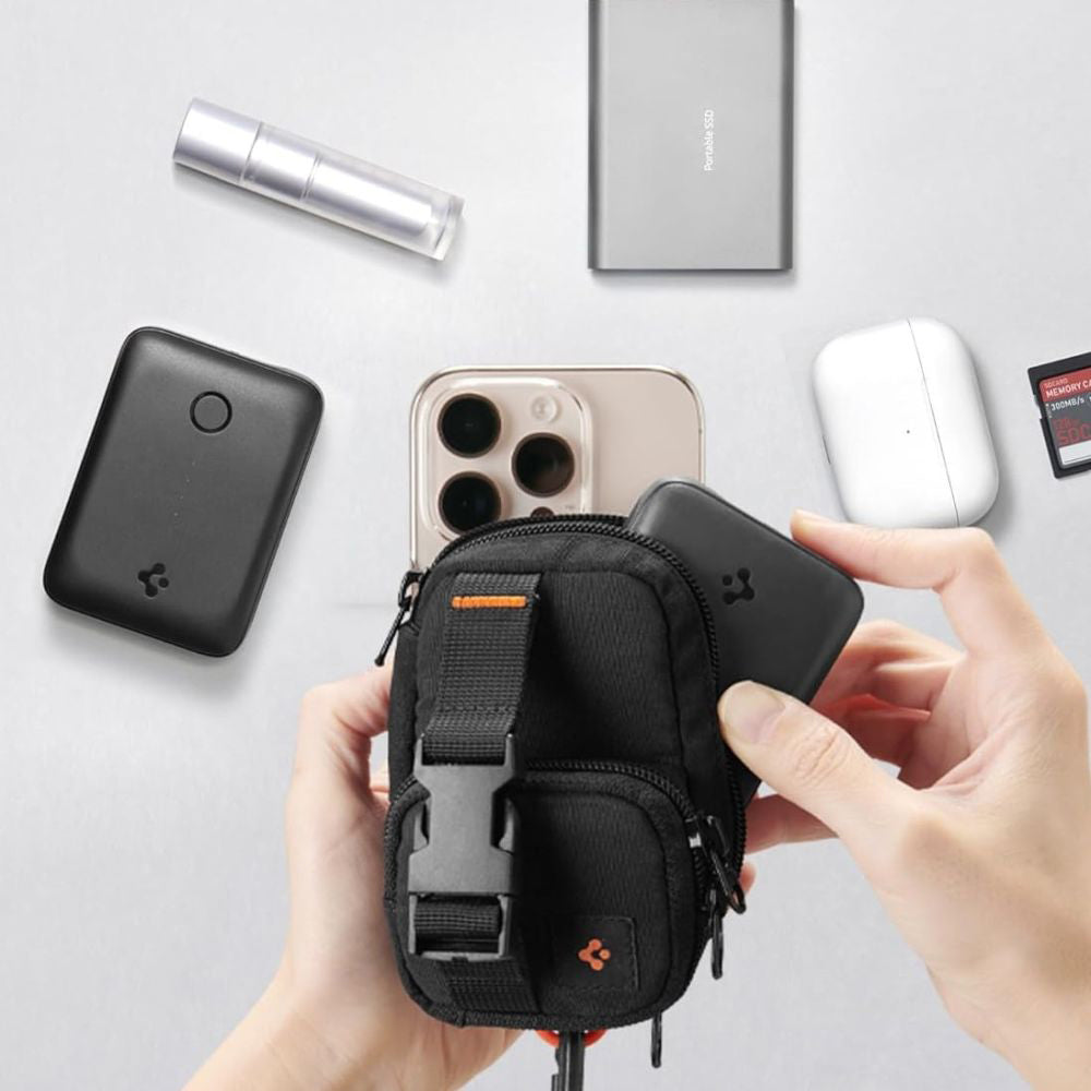 Τσαντάκι Universal MagSafe για Τηλέφωνο, Spigen, Snap Zip, Μαύρο AFA09338