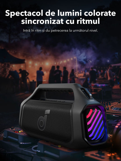 Anker SoundCore Boom 2 Plus New Version Portable Bluetooth Speaker, 140W, TWS, RGB, Waterproof, Black A3134012
