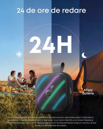 Anker SoundCore Boom Go 3i Portable Bluetooth Speaker, 15W, TWS, RGB, Waterproof, Black D5103010