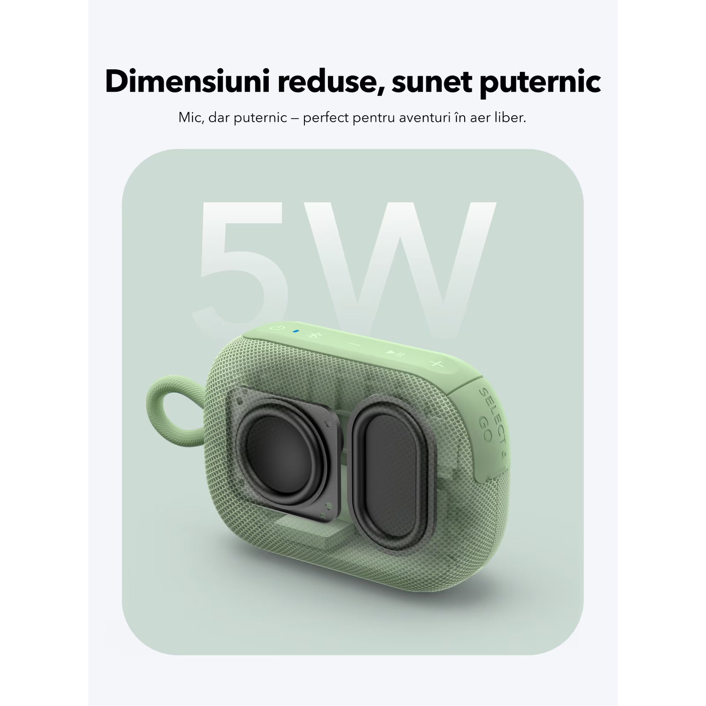Anker SoundCore Select 4 Go Portable Bluetooth Speaker, 5W, TWS, Waterproof, Green A31X1061