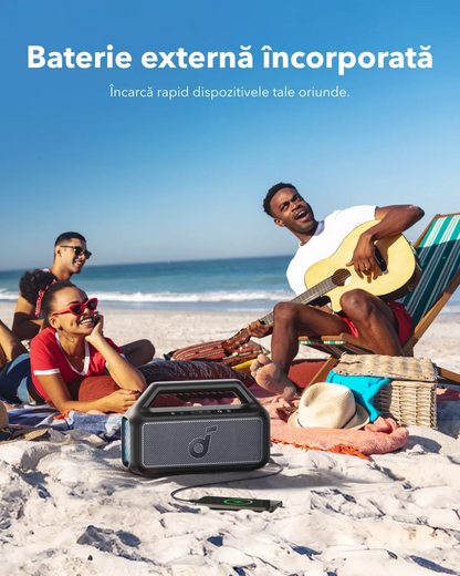 Φορητό Ηχείο Bluetooth Anker SoundCore Boom 2 Νέα Έκδοση, 80W, TWS, RGB, Αδιάβροχο, Μαύρο A3138012