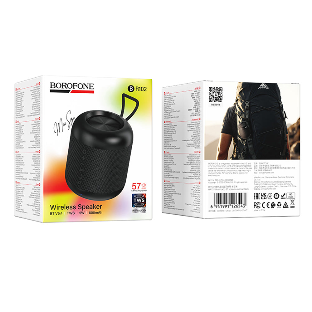 Φορητό Ηχείο Bluetooth Borofone BR102 Gratificado, 5W, TWS, Μαύρο