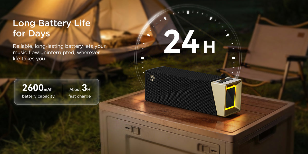 Φορητό Ηχείο Bluetooth Bugani Brief TT, 60W, RGB, Αδιάβροχο, Μαύρο Χρυσό