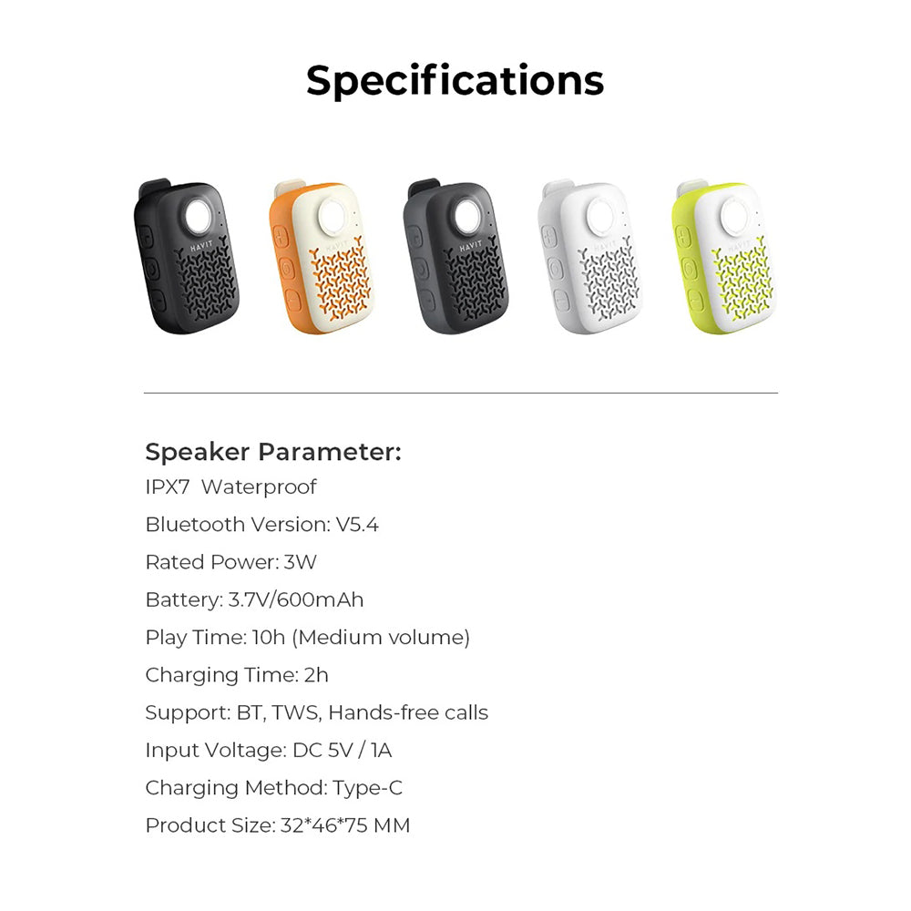 Φορητό Ηχείο Bluetooth HAVIT SK868BT, 5W, Αδιάβροχο, Μαύρο