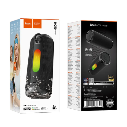 Φορητό Ηχείο Bluetooth HOCO HC50, 8W, TWS, RGB, Αδιάβροχο, Μαύρο