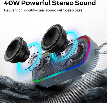 Monster S150 Plus Portable Bluetooth Speaker, 40W, TWS, RGB, Waterproof, Blue