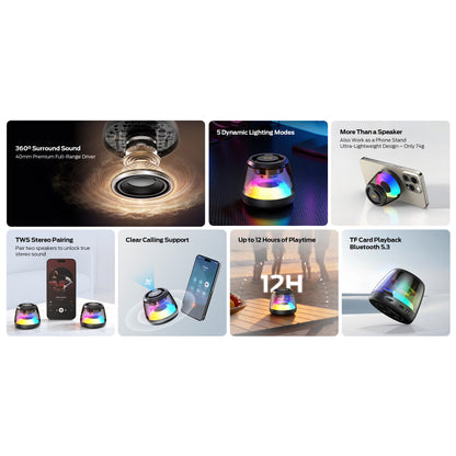 Φορητό Ηχείο Bluetooth Monster Mag Flux, 5W, TWS, RGB, Μαύρο