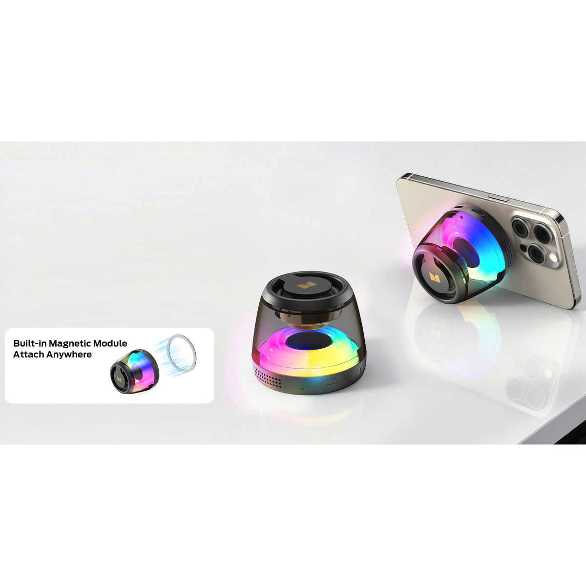 Φορητό Ηχείο Bluetooth Monster Mag Flux, 5W, TWS, RGB, Μαύρο