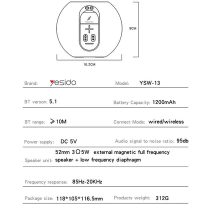 Φορητό Ηχείο Bluetooth Yesido YSW13, 5W, RGB, Μπλε