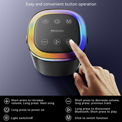 Φορητό Ηχείο Bluetooth Yesido YSW25, 5W, RGB, Μαύρο