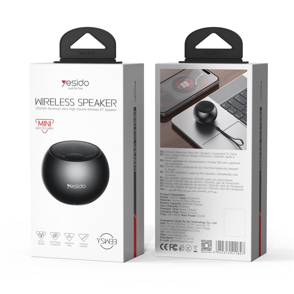 Ηχείο Bluetooth Yesido YSW33, 3W, Μαύρο