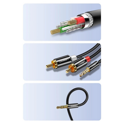 Καλώδιο Ήχου 3.5mm - 2 x RCA UGREEN AV116, 1m, Μαύρο