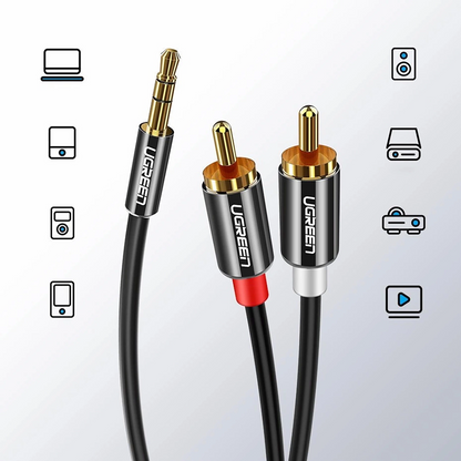 Καλώδιο Ήχου 3.5mm - 2 x RCA UGREEN AV116, 1m, Μαύρο