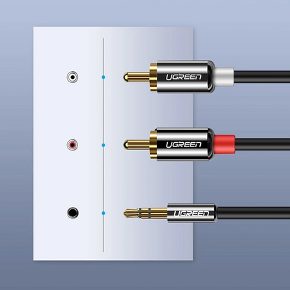 Καλώδιο Ήχου 3.5mm - 2 x RCA UGREEN AV116, 1m, Μαύρο