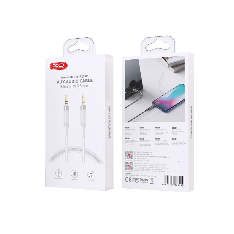 Καλώδιο Ήχου 3.5mm - 3.5mm XO Design NB-R279C, 1m, Λευκό