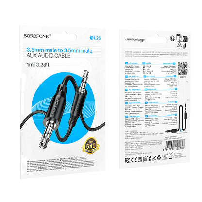 3.5mm Audio Cable - 3.5mm Borofone BL26 Standard, 1m, Black