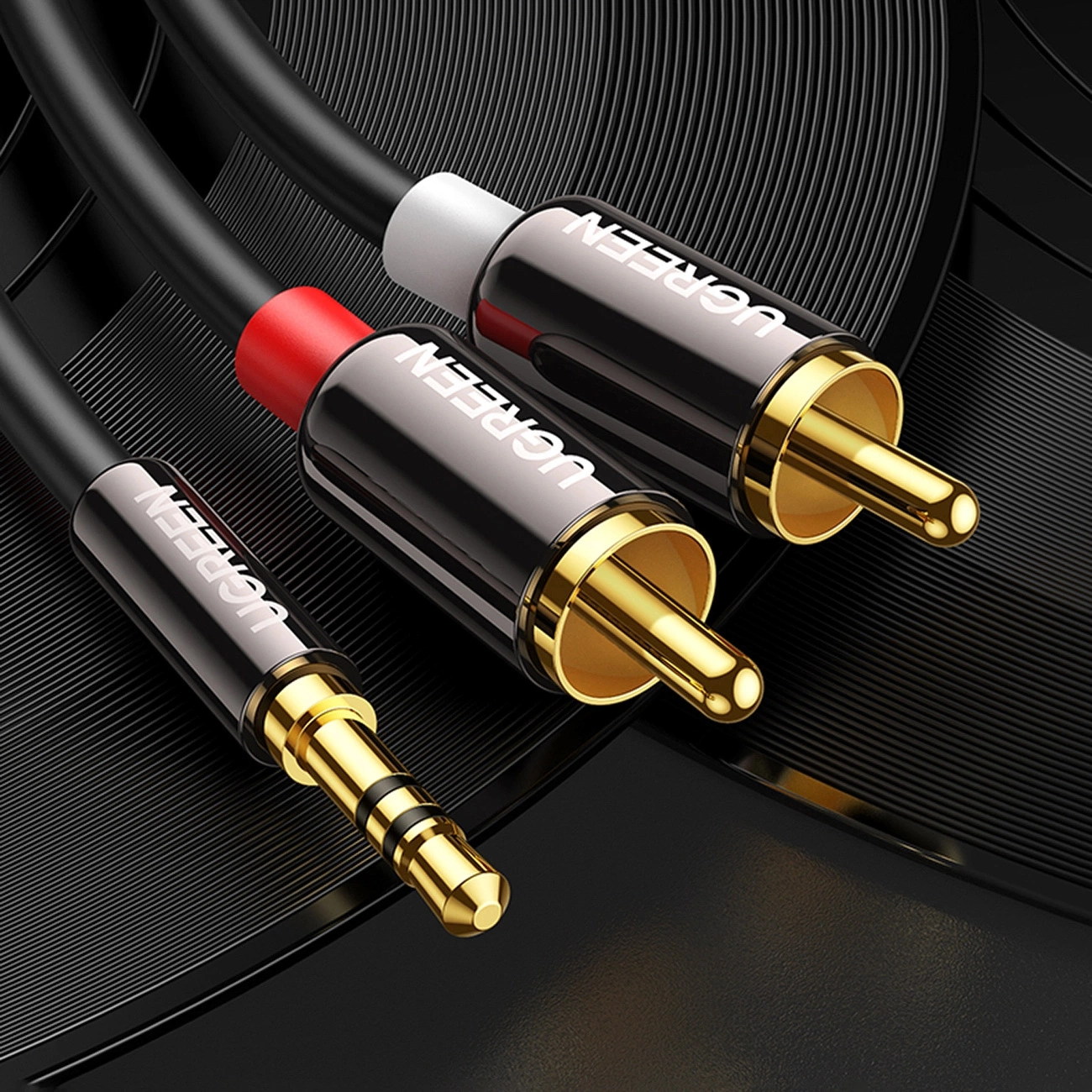 Καλώδιο Ήχου 3.5mm - 2 x RCA UGREEN AV116, 1m, Μαύρο