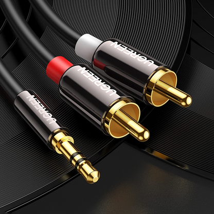 Καλώδιο Ήχου 3.5mm - 2 x RCA UGREEN AV116, 1m, Μαύρο