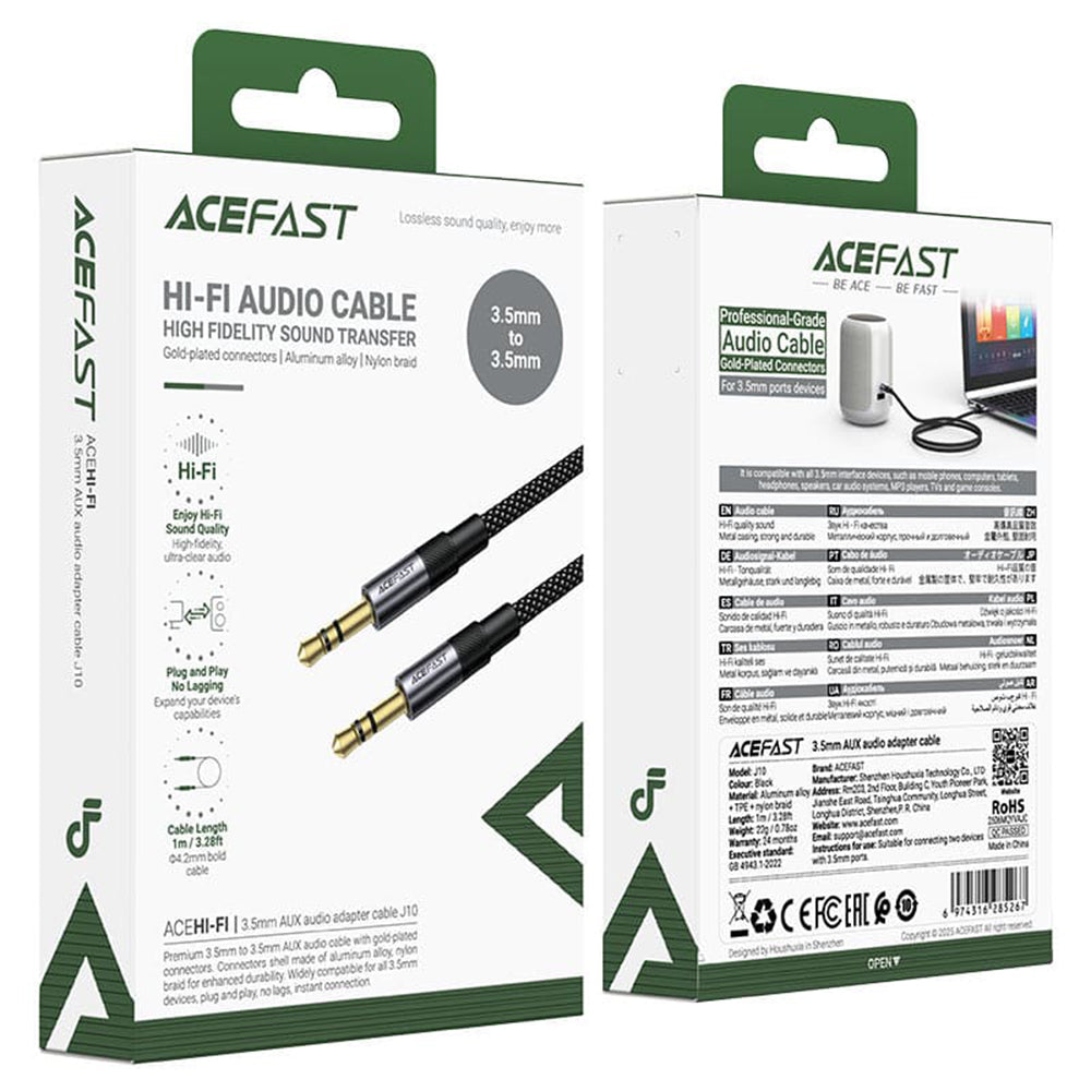 Audio Cable 3.5mm - 3.5mm Acefast J10, 1m, Black