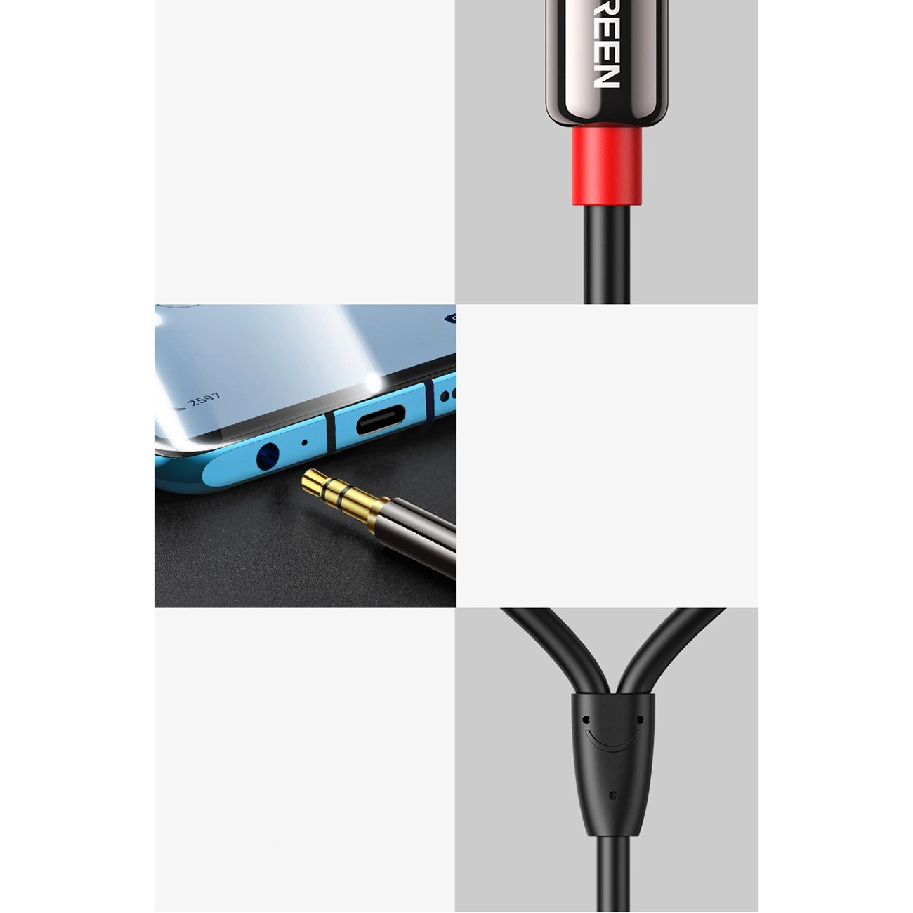 Καλώδιο Ήχου 3.5mm - 2 x RCA UGREEN AV116, 1m, Μαύρο