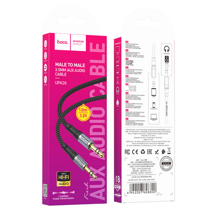 Καλώδιο Ήχου 3.5mm - 3.5mm HOCO UPA26, 1m, Μαύρο