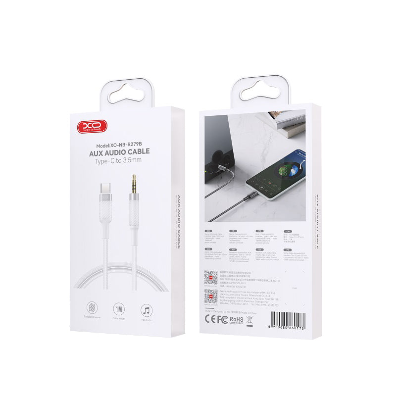 Καλώδιο Ήχου USB-C - 3.5mm XO Design NB-R279B, 1m, Λευκό