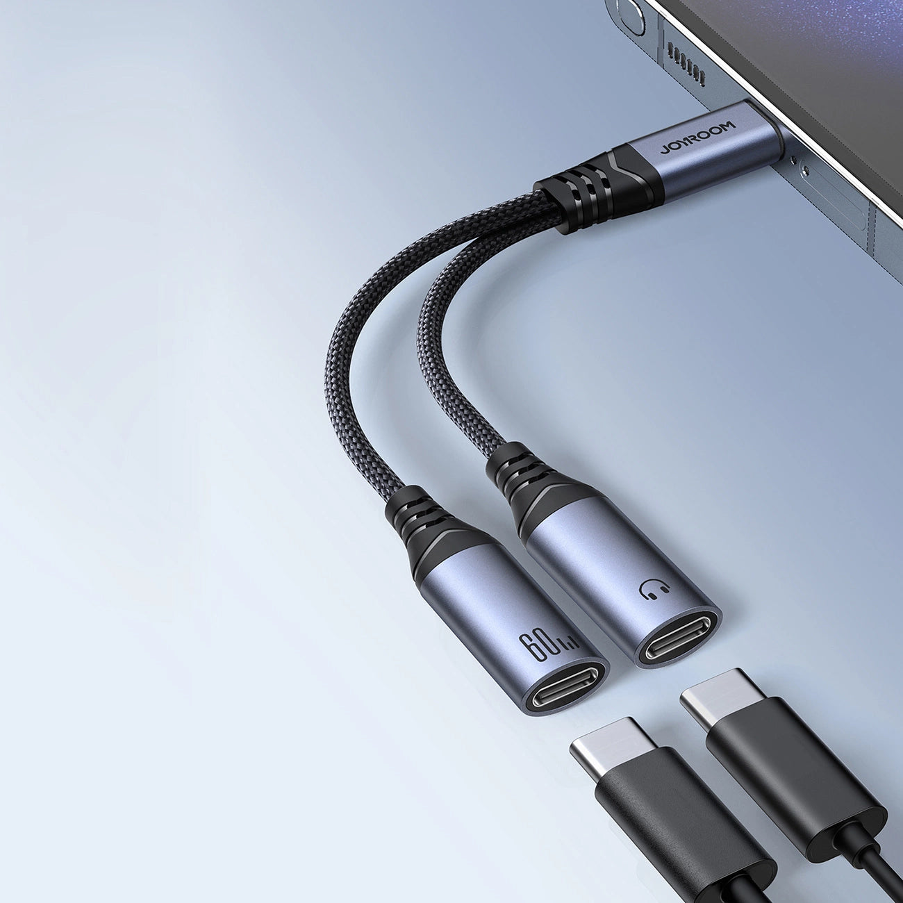 Καλώδιο Ήχου USB-C - 2 x USB-C Joyroom SY-C03, 0.14m, Μαύρο