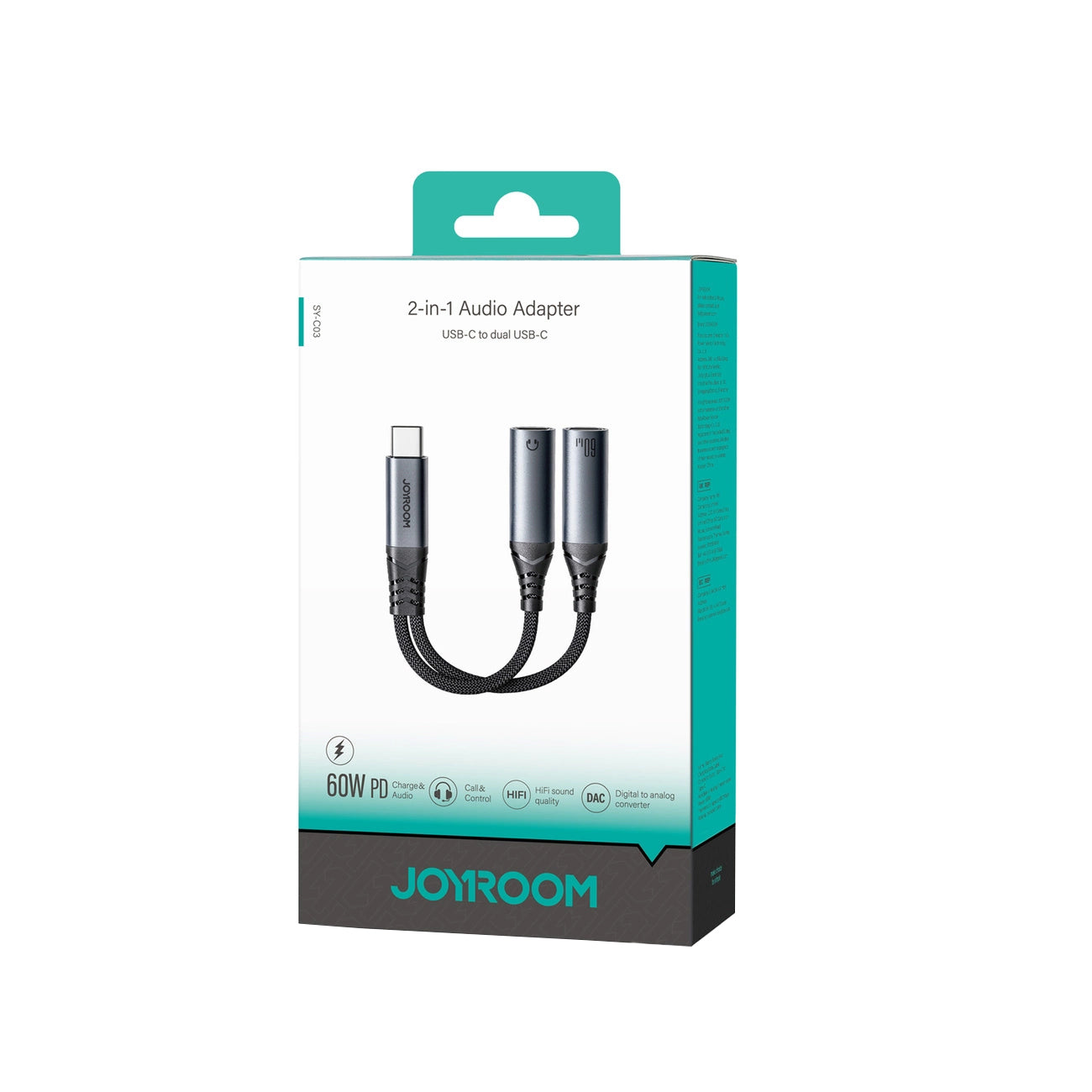 Καλώδιο Ήχου USB-C - 2 x USB-C Joyroom SY-C03, 0.14m, Μαύρο