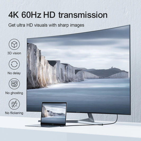 Καλώδιο Ήχου και Βίντεο USB-C - HDMI Joyroom SY-20C1 Angled, 2m, Γκρι