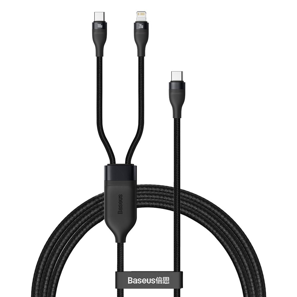 Καλώδιο Δεδομένων και Φόρτισης USB-C - Lightning / USB-C Baseus Flash Series 2in1, 100W, 1.2m, Μαύρο CA1T2-F01