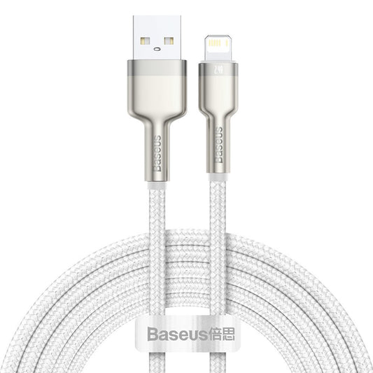 Καλώδιο Δεδομένων και Φόρτισης USB-A - Lightning Baseus Cafule Metal Series, 18W, 2m, Λευκό CALJK-B02