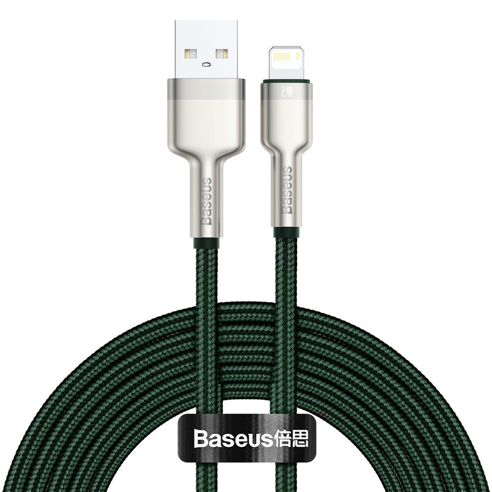 Καλώδιο Δεδομένων και Φόρτισης USB-A - Lightning Baseus Cafule Metal Series, 18W, 2m, Πράσινο CALJK-B06