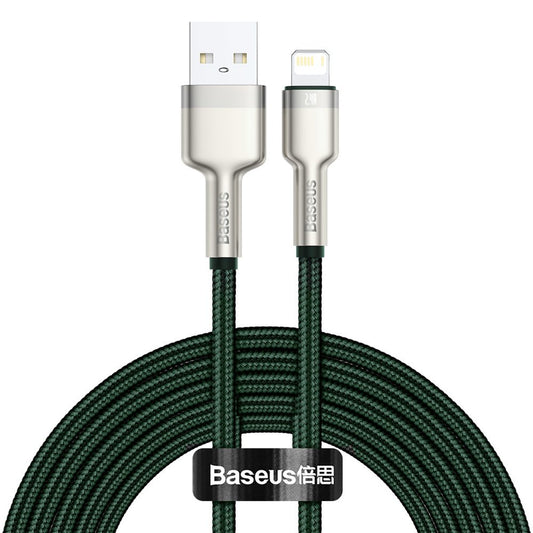 Καλώδιο Δεδομένων και Φόρτισης USB-A - Lightning Baseus Cafule Metal Series, 18W, 2m, Πράσινο CALJK-B06