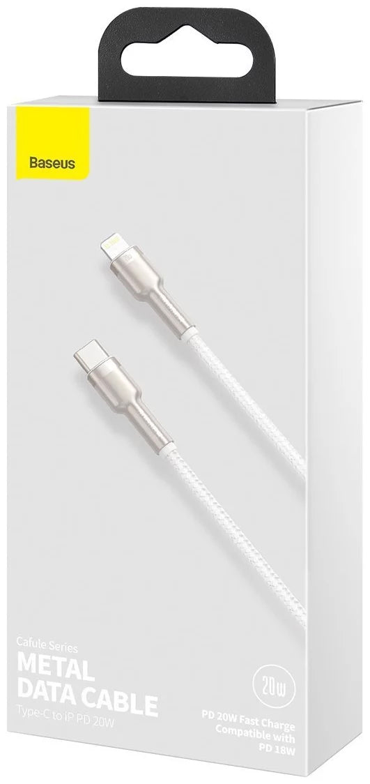 Καλώδιο Δεδομένων και Φόρτισης USB-C - Lightning Baseus Cafule Metal Series, 20W, 2m, Λευκό CATLJK-B02