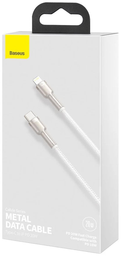Καλώδιο Δεδομένων και Φόρτισης USB-C - Lightning Baseus Cafule Metal Series, 20W, 2m, Λευκό CATLJK-B02